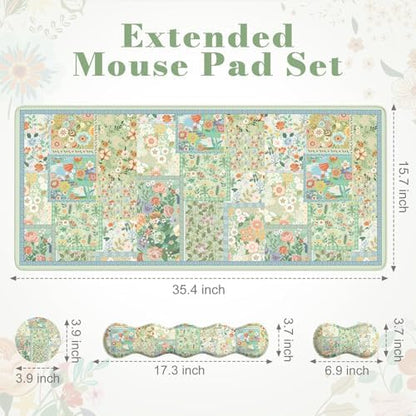iLeadon Mouse Pad and Keyboard Wrist Rest, Large Computer Desk Mat Set