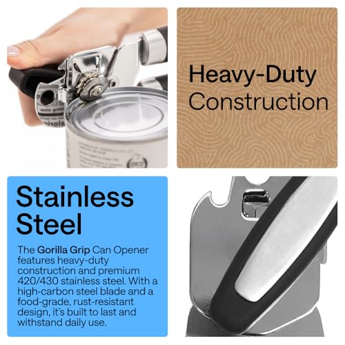 Upgraded Model Stainless Steel Manual Can Opener, Black