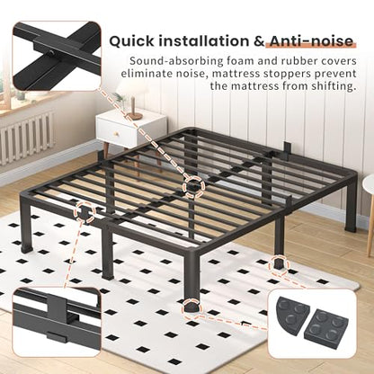 14 Inch Full Heavy Duty 3500lbs Bed Frame with Round-Corner