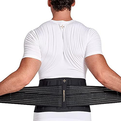 Tommie Copper Pro-Grade Adjustable Support Back Brace and Posture Corrector, Breathable Flex Stability Straps for Lumbar Support, Posture & Muscle Support - Unisex, Black - XX-Large/3X-Large
