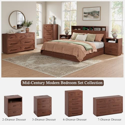 47" 7 Drawer Dresser for Bedroom, Walnut
