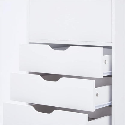 Naomi Home Carly 6-Drawer Craft & Office Storage Cabinet – Rolling Storage Drawers with Lockable Casters, Compact for Craft Rooms, Offices, Under Desk, 18.8" D x 15.7" W x 41.3" H
