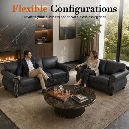 88"W Living Room Furniture Sets, 3-Seater&Loveseat, Grey