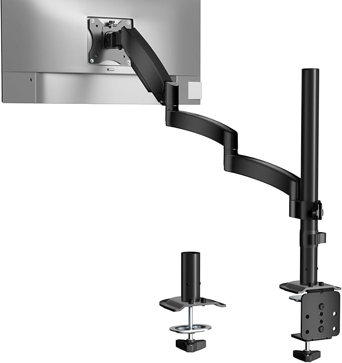 WALI Single Long Monitor Arm - 13 to 32 inch Computer Monitor Arm Desk Mount, Hold up to 19.8lbs, Extra Long Adjustable Stand, Full Motion Tall Arm, VESA 75/100mm, (GSDM001L)