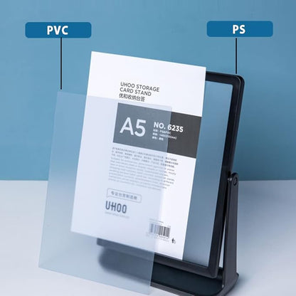 ECKEK ABS Plastic Sign Holder, Menu Displays T Shape Sign Stand, Rotating Display Stand for Ads, Menu, Photos, Business Card (White A5 148×210mm/ 5.83×8.27 inches)