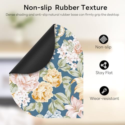Contoured Oval Mouse Pad 6x8in Non-Slip for Laptop,Floral