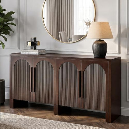 60"Modern Sideboard Cabinet with Storage,Solid Wood Arched Buffet Cabinet