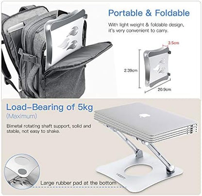 Ergonomic Adjustable Laptop Riser, Computer Stand Laptop Holder Compatible with 10-15.6" Laptops and Tablets (Aluminum, Silver)
