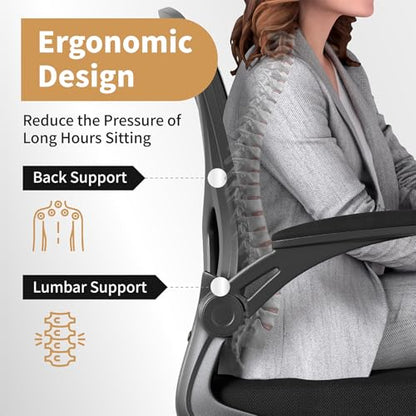 Adjustable Mesh Ergonomic Office Chair with Wheels, Black