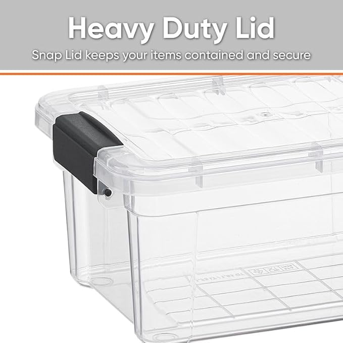 Superio Clear Storage Boxes with Lids, 3.4 Quart Plastic Container Bins for Organizing, Stackable Crates, BPA Free, Non Toxic, Odor Free, Organizers for Home, Office, School, and Dorm