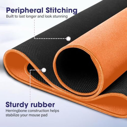 31.5" x 15.7" Waterproof Fabric Keyboard Mat, Rubber Anti-Slip Base, Orange