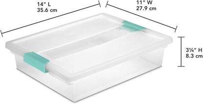 Sterilite 24-Pack Clip Box, Stackable Clear Plastic Bins with Latching Lids, Large - Writing, Arts or Crafts Supplies Storage Containers for Home, Office, Classroom and Workshop Organization