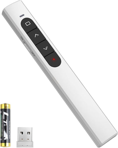 Presentation Clicker Wireless Presenter Remote with Hyperlink & Volume Remote Clicker for PowerPoint Office Classroom Presentation Remote Control Pointer Slide Advancer (Battery Included)