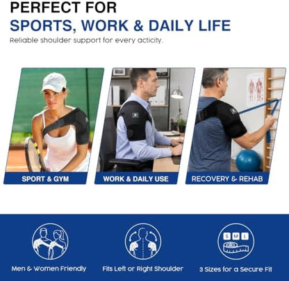 Shoulder Brace for Men & Women, Adjustable Shoulder Support (M)