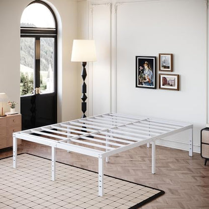 18 Inch White Full Size Bed Frame with High Storage