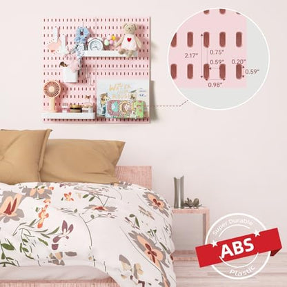 VUSIGN Pegboard Combination Wall Organizer Kit 22" x 22", Pink