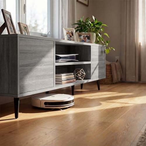 58 Inch Mid-Century Modern TV Stand with Storage, Gray