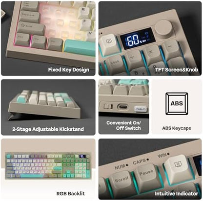 EPOMAKER Aula S102 PRO Membrane Gaming Keyboard w/TFT Screen & Volume Knob