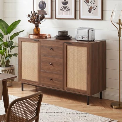47.5" Sideboard Buffet Cabinet with Storage, Wooden Credenza, Brown