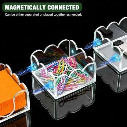 Magnetic Sticky Note Holder, 3-in-1 Clear Acrylic Desk Organizer