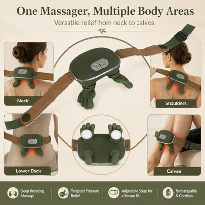 Simulation Hand Neck Massager, Portable Electric Shiatsu Shoulder Massage Device with Heat, 4D Wireless Deep Tissue Relief, Relax Muscles & Relieve Arm&Leg Fatigue After Exercising,massage,mother Gift