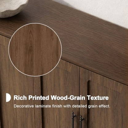 65.7" Sideboard Cabinet, 6-Door Storage Credenza,Walnut
