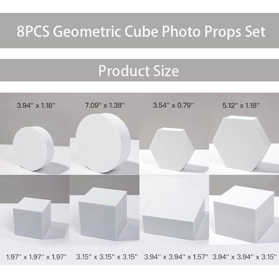 8PCS Geometric Cube Photo Props Set, Hard Foam Photography Background Props for Goods, Crafts, Lipstick, Jewelry, Cosmetics, Makeup Tools, Food (Red) - color: Red