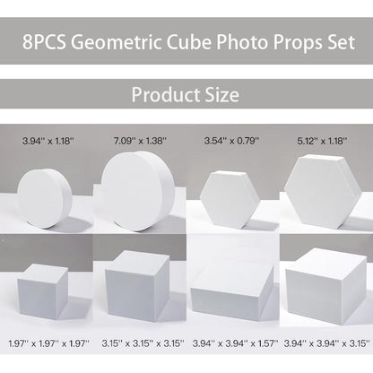 8PCS Geometric Cube Photo Props Set, Hard Foam Photography Background Props for Goods, Crafts, Lipstick, Jewelry, Cosmetics, Makeup Tools, Food (Red) - color: Red