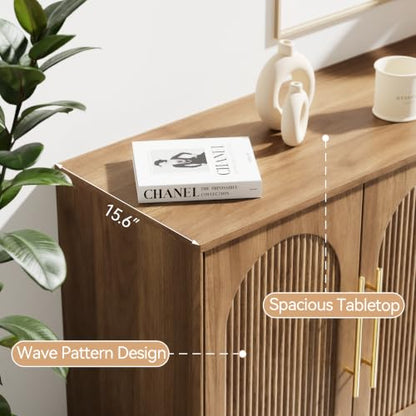 Modern Buffet Cabinet with Storage, 59.1”Sideboard Cabinet, Oak