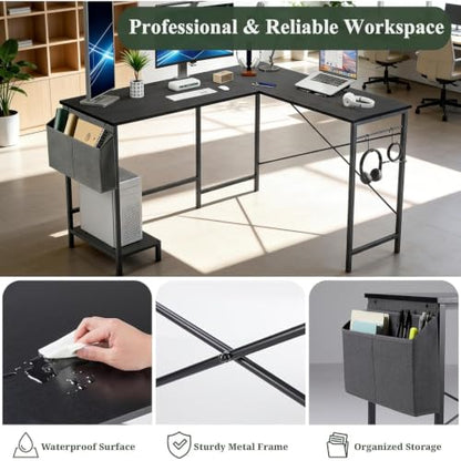 L Shaped Desk, 50 Inch Reversible Computer Desk with CPU Stand