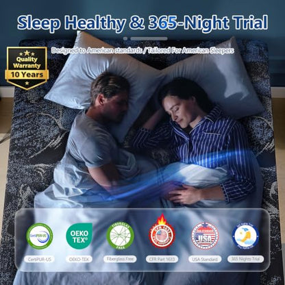 Luxury Upgraded 14 Inch Queen Mattress, Cooling Gel Queen Memory Foam Mattress In a Box with 7-Zone Support for Cool Night & Back pain Relief Washable IceSilk Cover, Medium Firm
