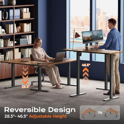 63 x 55 Inch L Shaped Standing Desk with Power Outlets