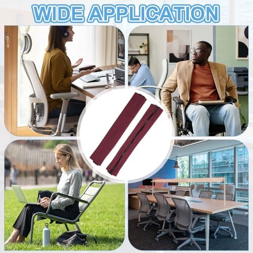 PATIKIL 18x4.3 in Office Chair Armrest Covers, 1 Pair Office Chair Arm Covers Long Computer Chairs Arm Rest Cover with Zipper Removable Rest Slipcover Hand Rest Protector, Burgundy