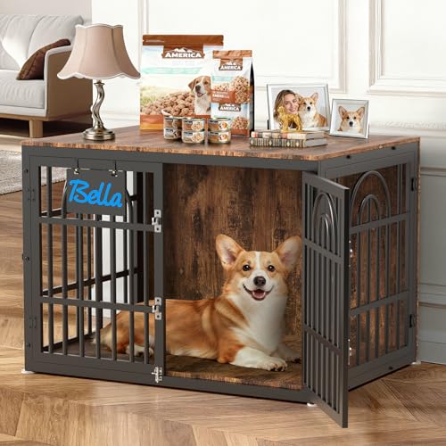 39 Inch Antique Walnut Dog Crate Furniture