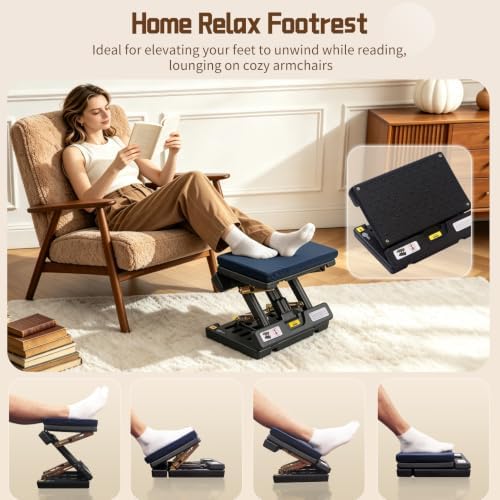 Foot Rest Under Desk, 4-Angle Adjustable, Massage & 1.18" Thin Fleece pad