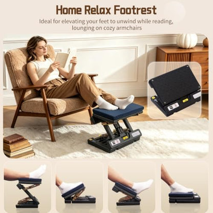 Foot Rest Under Desk, 4-Angle Adjustable, Massage & 1.18" Thin Fleece pad