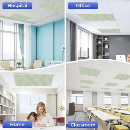 6 Pcs Fluorescent Light Covers for Ceiling Lights Botanical floral leaves Magnetic Light Filters Decorative for Classroom Office Hospital Home 4x2 Ft