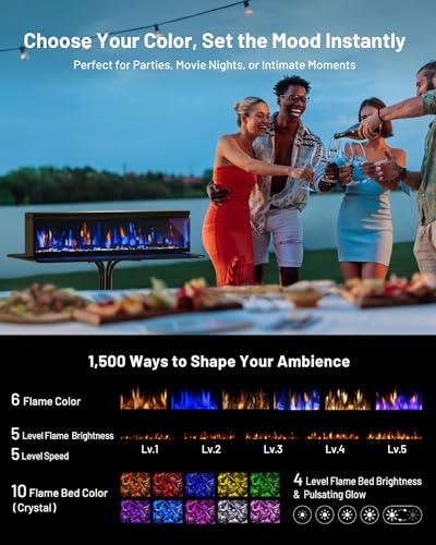 FLAMEBAR Freestanding Electric Fireplace, 40 Inch Wide, Modern Design