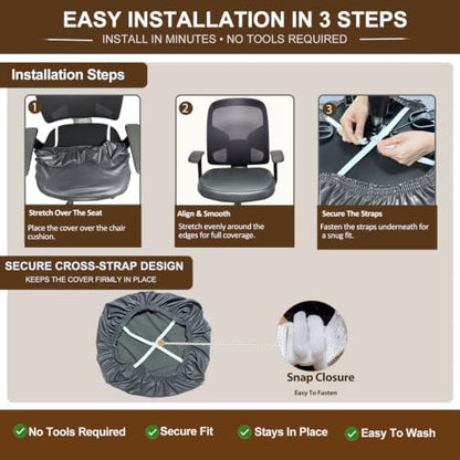 NeColorLife Large Waterproof PU Leather Office Chair Seat Cover
