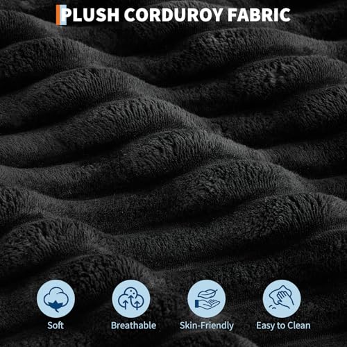 60" Oversized Corduroy Chaise Lounge Chair,Black Indoor Sleeper Sofa