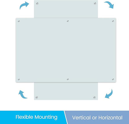 Glass Magnetic Dry Erase Board 72"x48" Frameless Wall Mounted Glass White Board for Wall, Large Frameless Magnetic glassboard for Office, Home & School