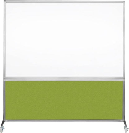 DivideWrite Mobile Whiteboard | Double Sided Dry Erase Board | Portable Office Cubicle Partition | Display for Classrooms, Conference Rooms, Meeting Areas and More | Navy Blue Fabric 5' Wide X 6' Tall