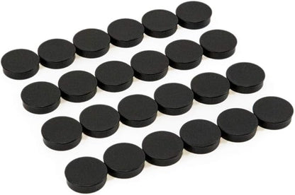 Bullseye Office 24 Round Black Fridge Magnets, Button Shaped, Small Colorful Magnetic Discs for Kitchen, Cabinet or Classroom, Perfect Whiteboard Supplies for Teachers (Black)