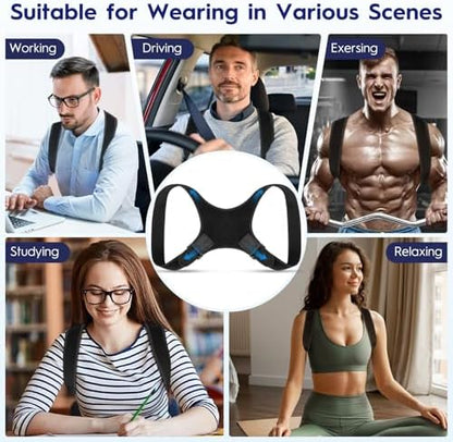 Back Brace Posture Corrector for Men - Bionic System Upper Back Support Shoulder Posture Brace for Women, Newly Adjustable Back Straightener Neck Pain Relief 004-L