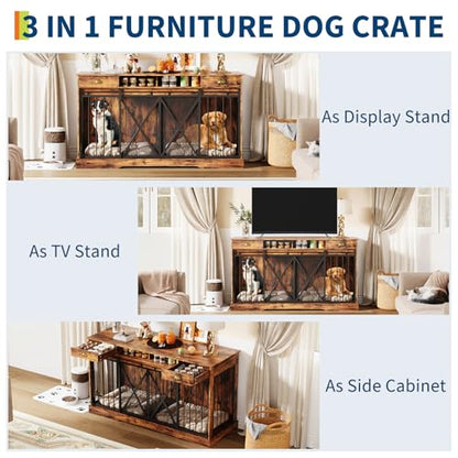 63'' Double Dog Crate with Removable Divider