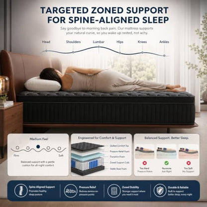 12 inch Queen Size Cooling Hybrid Mattress