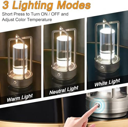 Cordless Table Lamp Rechargeable Small Crystal Lamp