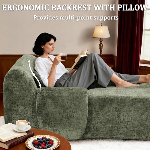 66 Inches Oversized Chaise Lounge Indoor with Lumbar Pillow