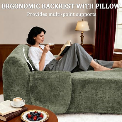 66 Inches Oversized Chaise Lounge Indoor with Lumbar Pillow