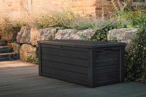 Keter Westwood Outdoor Storage Deck Box, 150 Gallon, Dark Grey